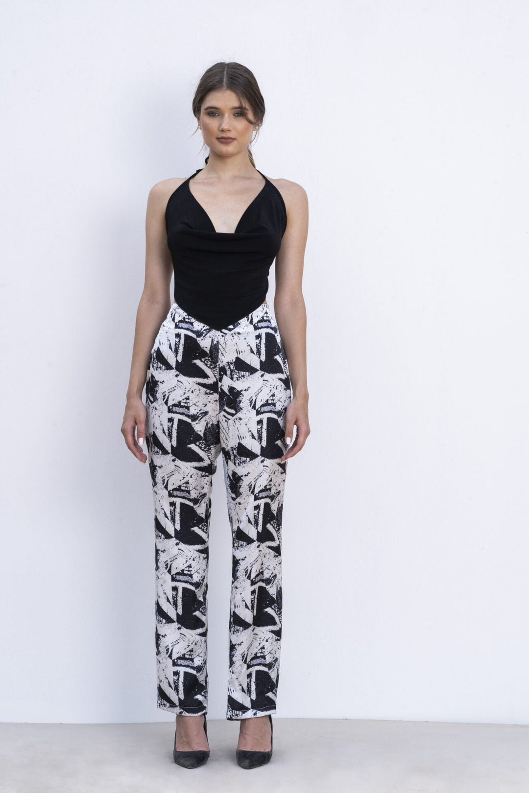 Patterned Straight Pants